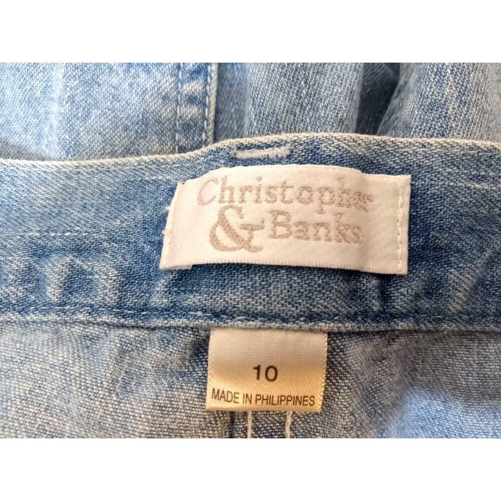 Christopher And Banks Capri Jean Pants Womens Size 10 Blue Pink Flower Pockets - Picture 3 of 7